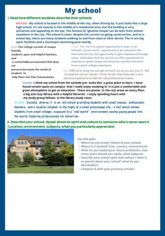 My school description worksheet