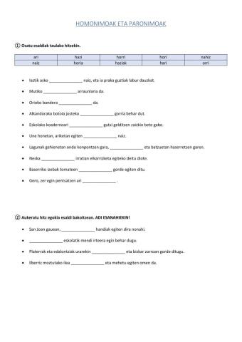 Homonimoak eta paronimoak