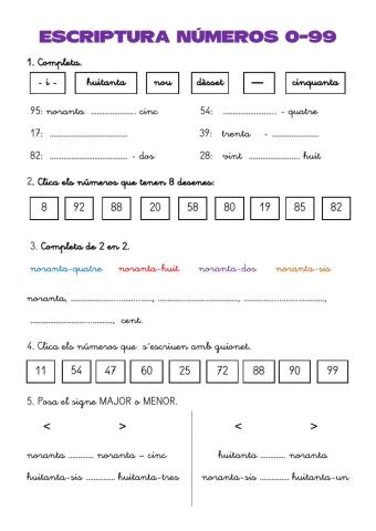 Escriptura números 0-99