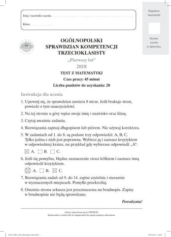 Test matematyka kl.3