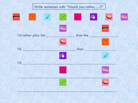 Unit 5 -I'd rather.....- Write sentences