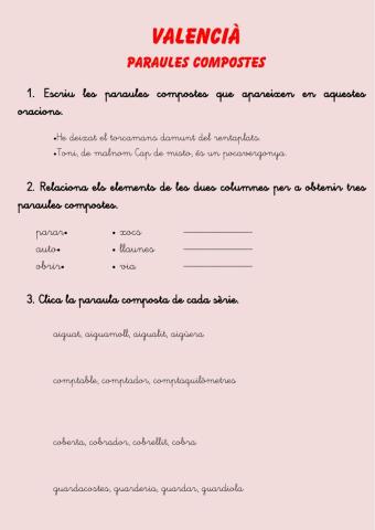 VALENCIÀ paraules compostes