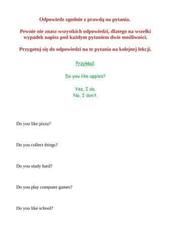 Present Simple - questions and short answers