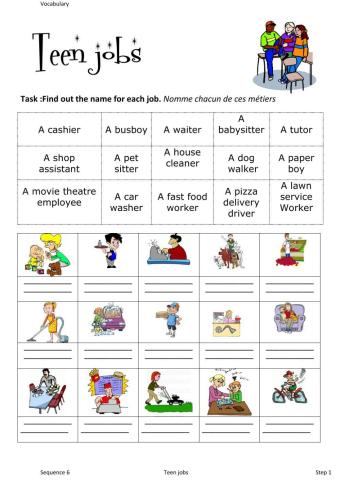 Vocabulary teen jobs