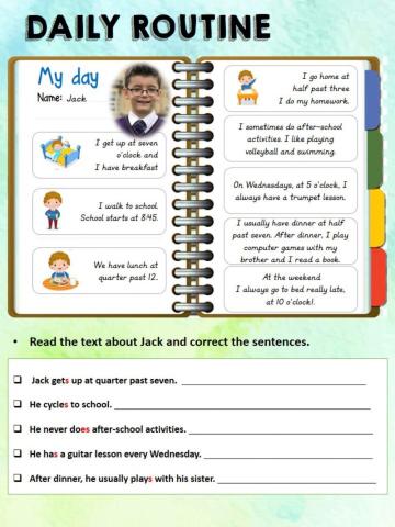 Jack's daily routine