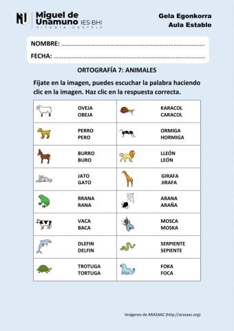 Ortografía 7 (animales)