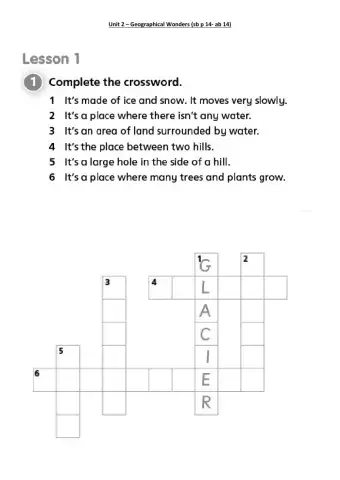 GEOGRAPHICAL WONDERS -CROSSWORD