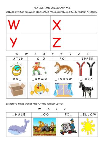 Alphabet W-Z