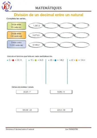 Divisions nº decimal entre nº natural