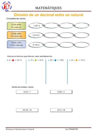 Divisions nº decimal entre nº natural