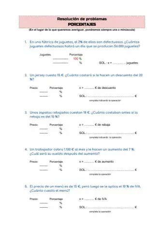 Problemas de porcentajes