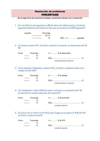 Problemas de porcentajes