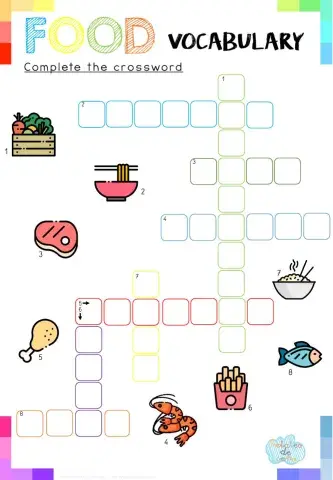 Complete the crossword: Vocabulary food