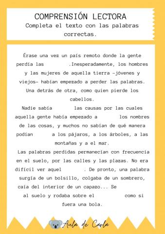 Completa con las palabras correctas