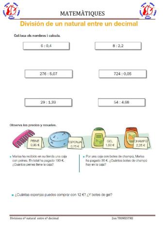 Divisions nº natural entren nº decimal