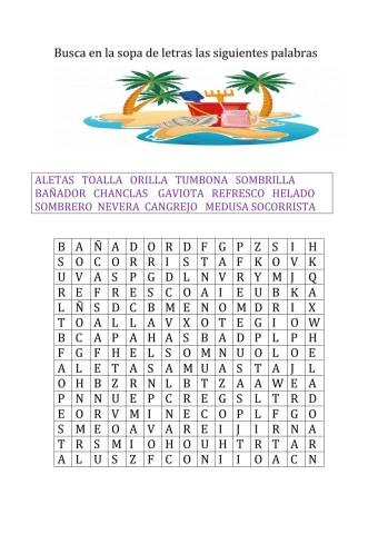 SOPA LETRAS PLAYA 4º