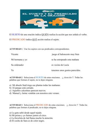 Sujeto y predicado