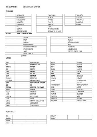 Vocabulary bs5 unit six