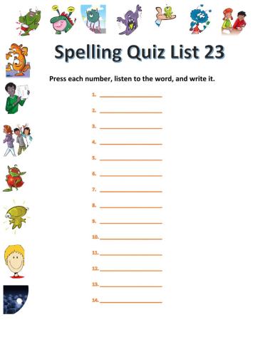Spelling Quiz L23