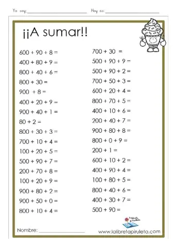 OAOA Sumas con centenas y decenas exactas. Composición de números