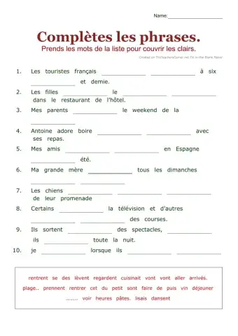 Compléter les phrases