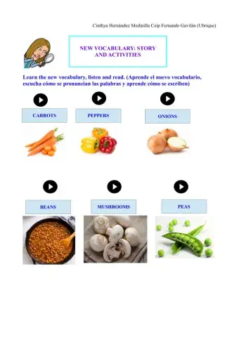 Story vegetable vocabulary u6