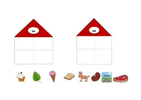 Phonics vowels digraphs: -oa- -ea-