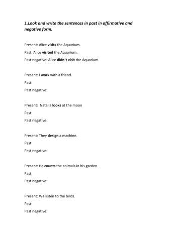 Regular verbs in past