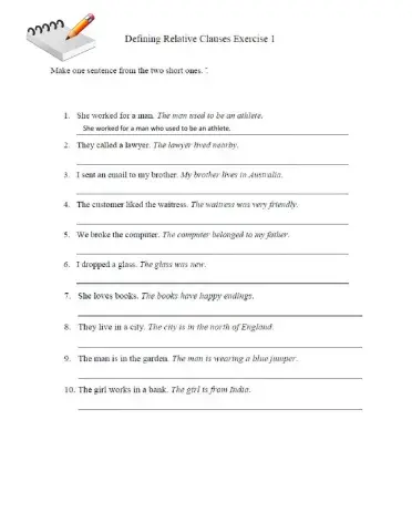 Defining relative clauses