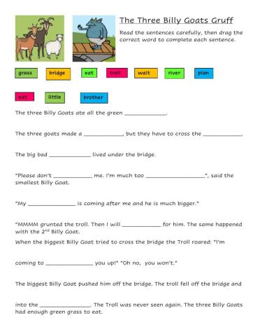 The Three Billy Goats Gruff - Comprehension