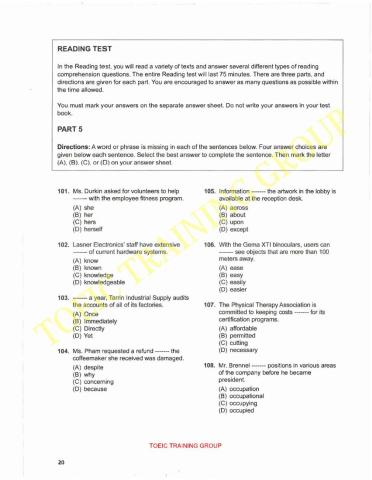 Toeic reading part 5, test 1