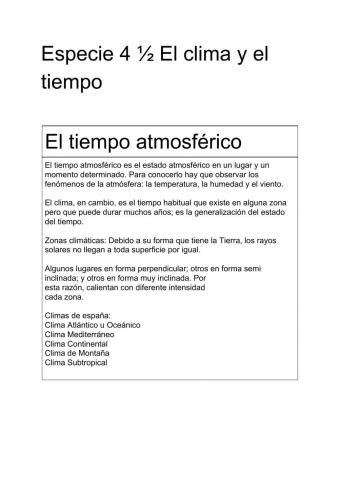 Especie El tiempo atmosférico y el clima