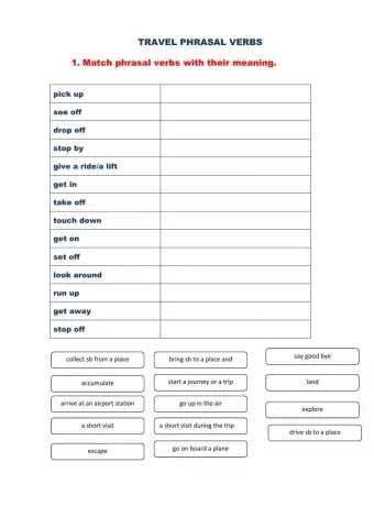 Travel related phrasal verbs.