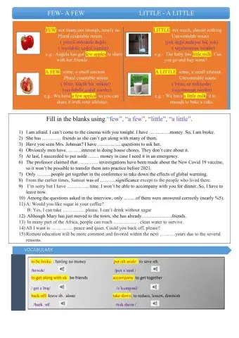 Few- a few  -  little - a little