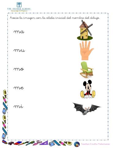 Asocie sílabas ma me mi mo mu