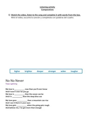 Comparatives listening activity