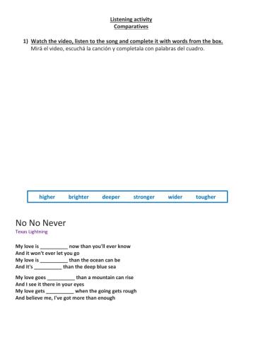 Comparatives listening activity