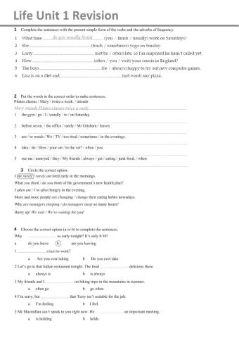 Life Unit 1 Revision