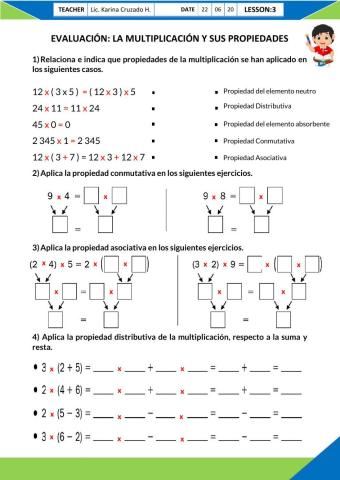 Eval. Propiedades de la Multiplicación