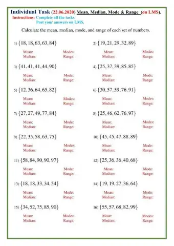 Mean ,median, mode range