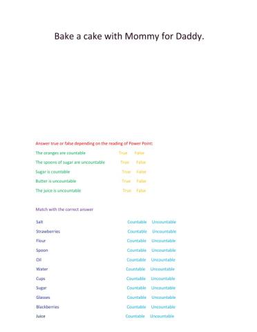 Countable- Uncontable nouns