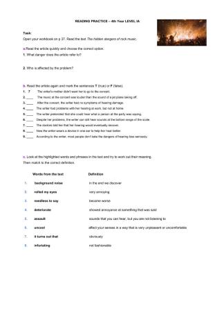 Reading Practice 4th Year - Level I - June 22