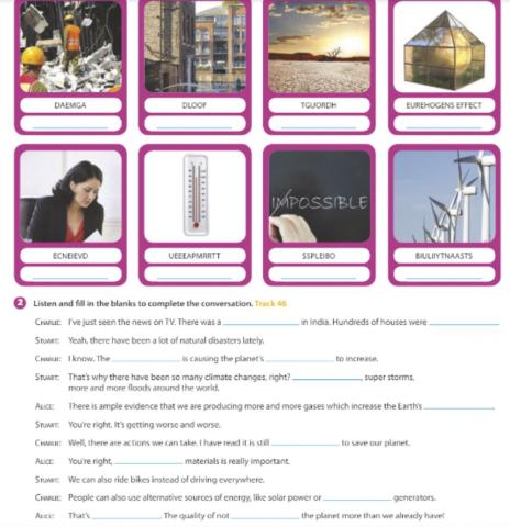 9th Grade Liber School Textbook Listening Activity Page 96 Unit 2 Our World