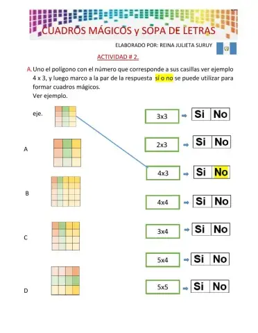 Cuadros mágicos y sopa de letras
