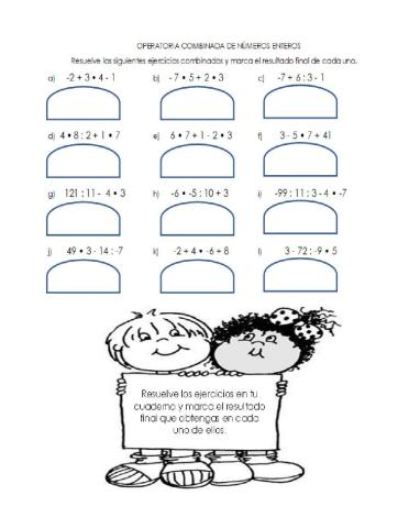 Operatoria combinada números enteros
