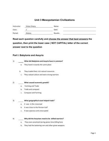 Mesopotamian Civilizations