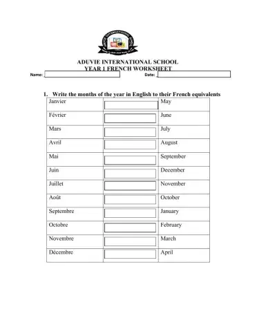 Les mois de l’année