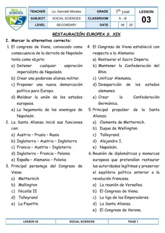 La restauración europea s. xix