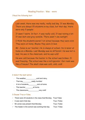 Reading activity to review was - were