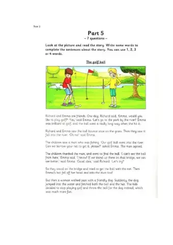 Cambridge Flyers: Readin & Writing part 5